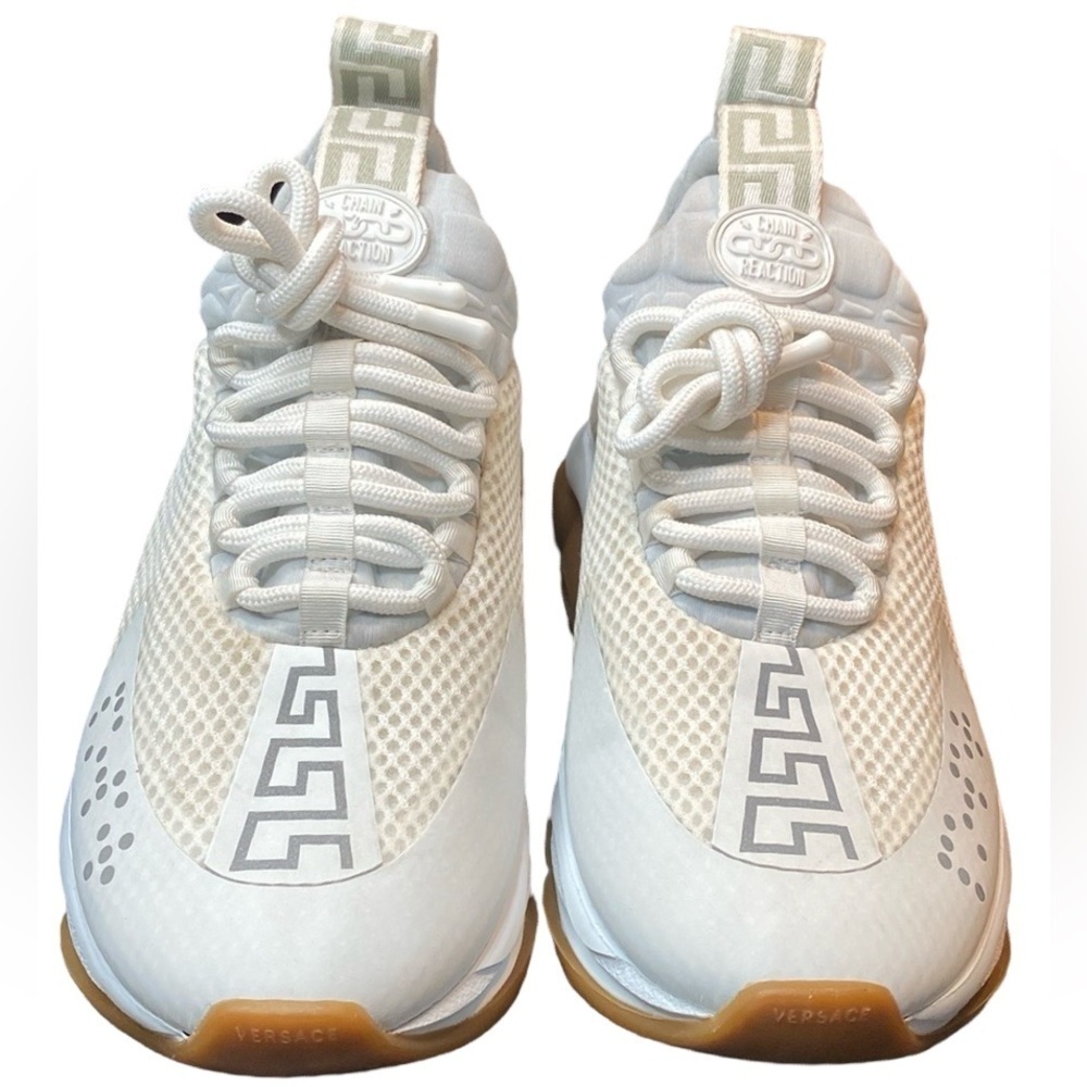Versace Chain Reaction Sneakers White 39 Good Condition Comes w Box Dust Bag